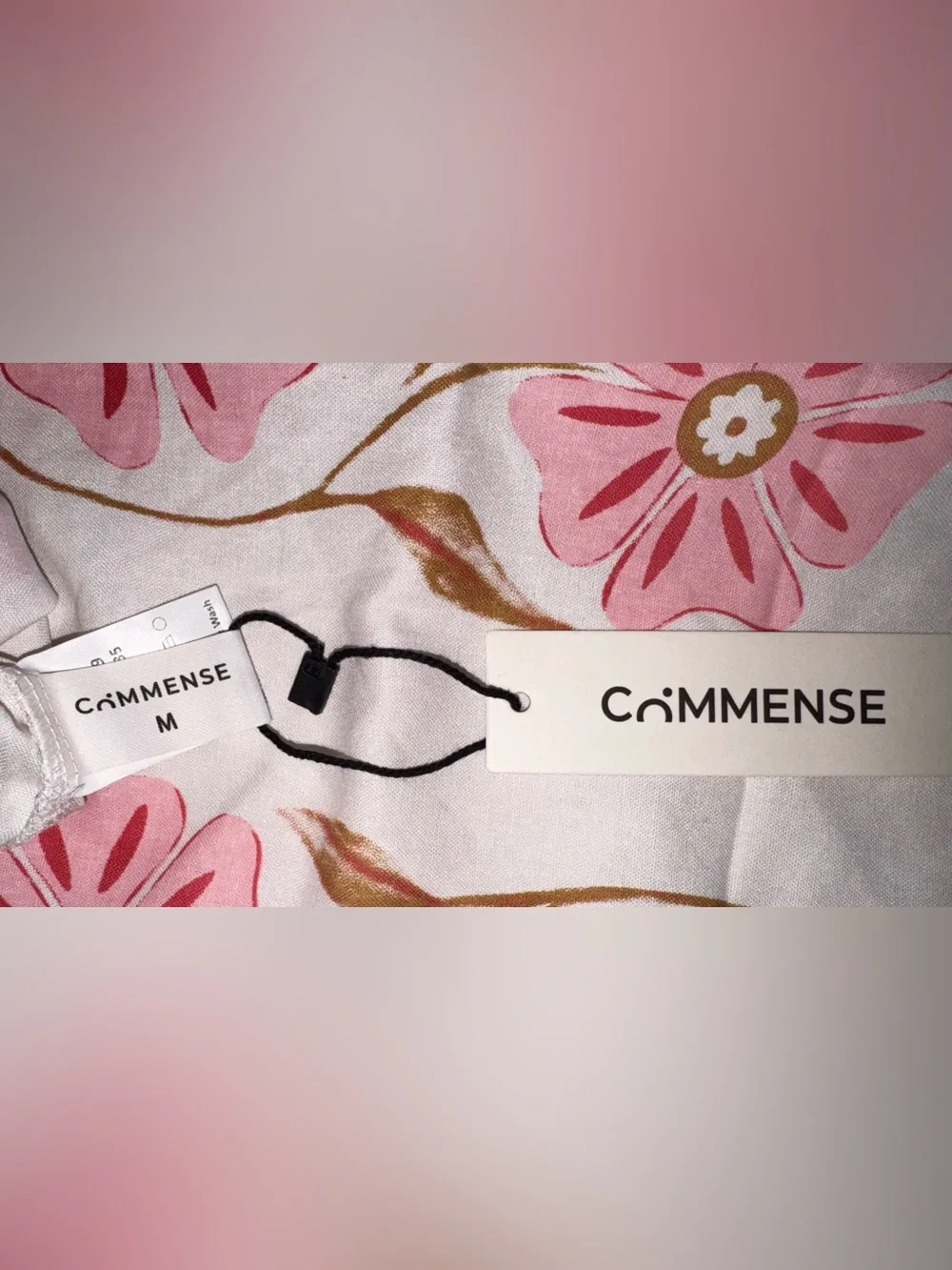 Commense White Mini shift Dress with Pink Floral size Medium - Picture 5 of 5